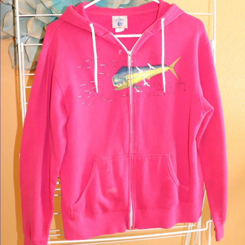 Pink zippered hoodie, used